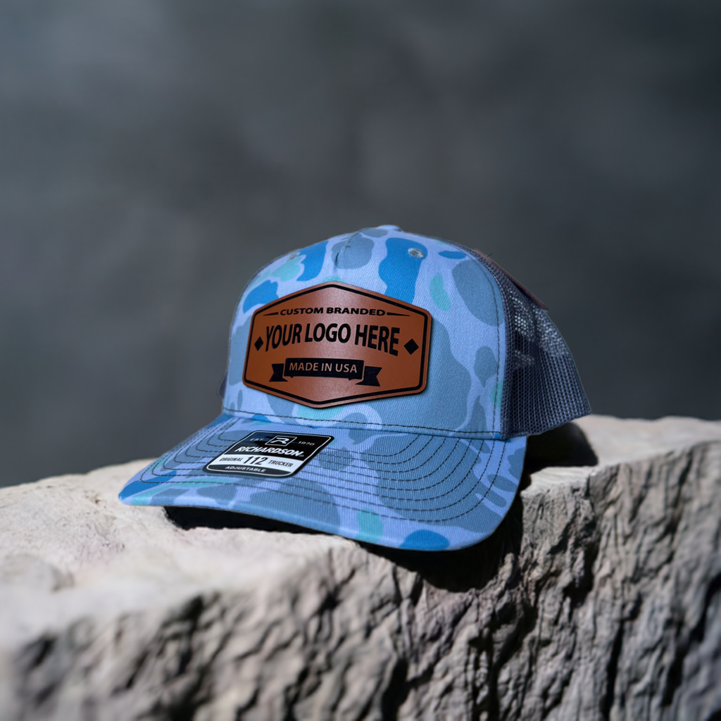 Camouflaged Custom Leather Patch Hats Bottomland