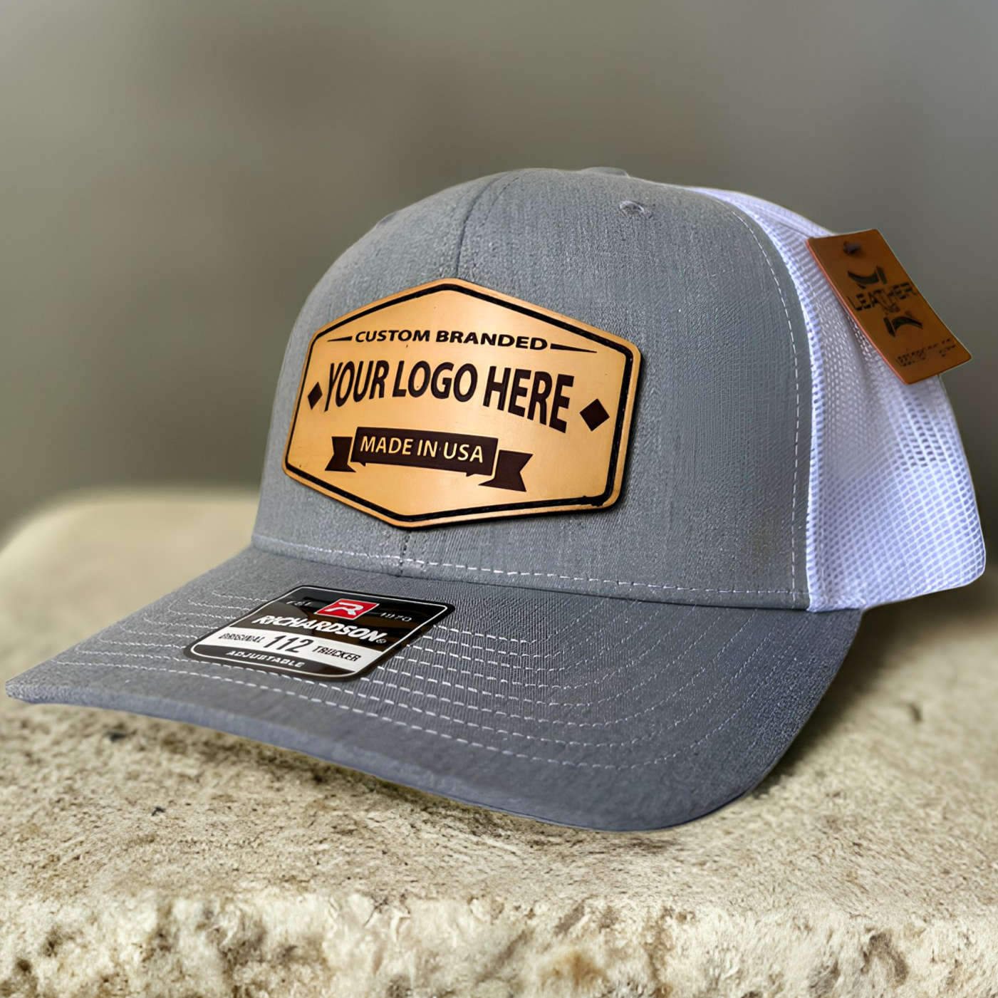 (12 Pack) Custom Leather Patch Hats