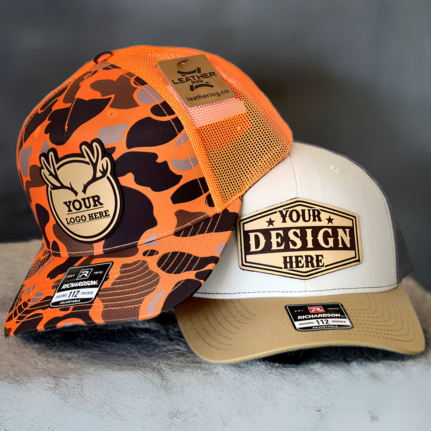 (12 Pack) Custom Leather Patch Hats