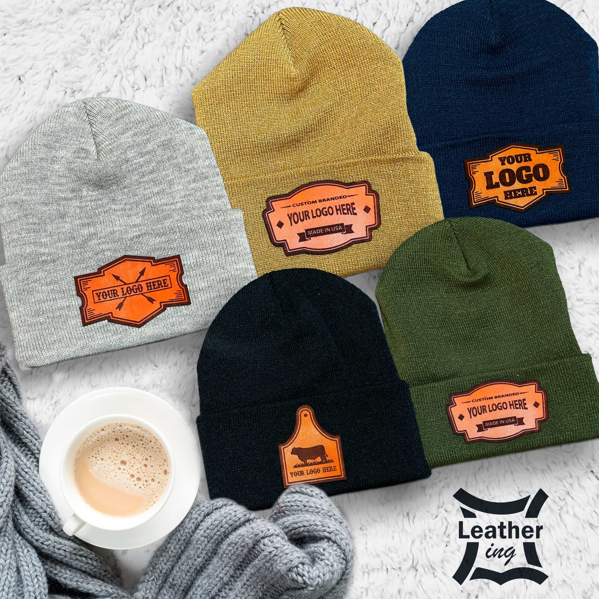 Custom Beanies Leather Patch - Leathering