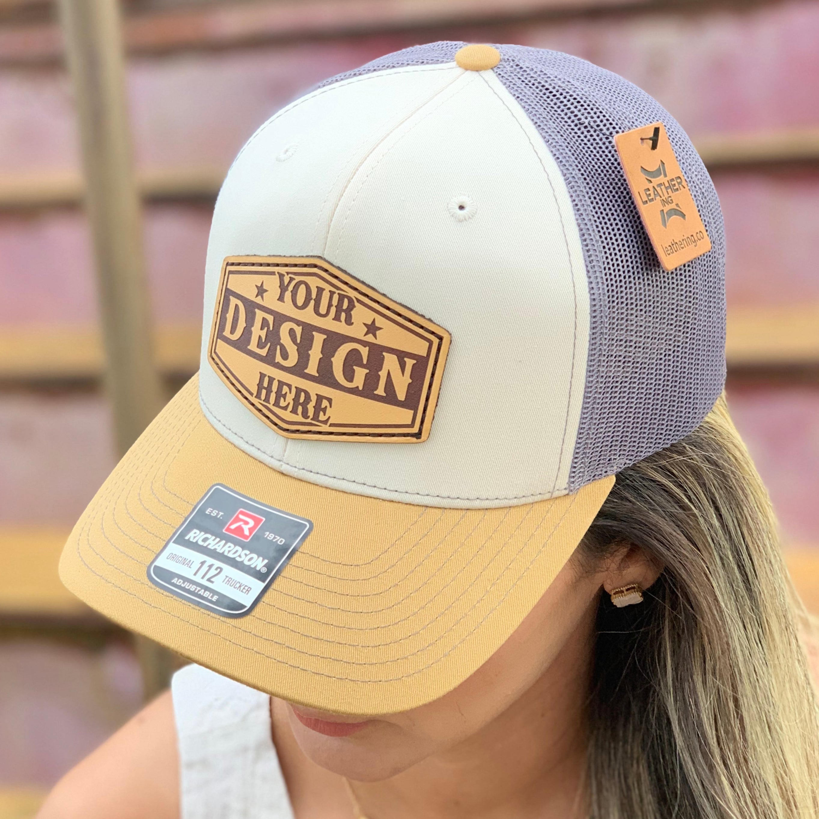 (6 Pack) Custom Leather Patch Hats Wholesale