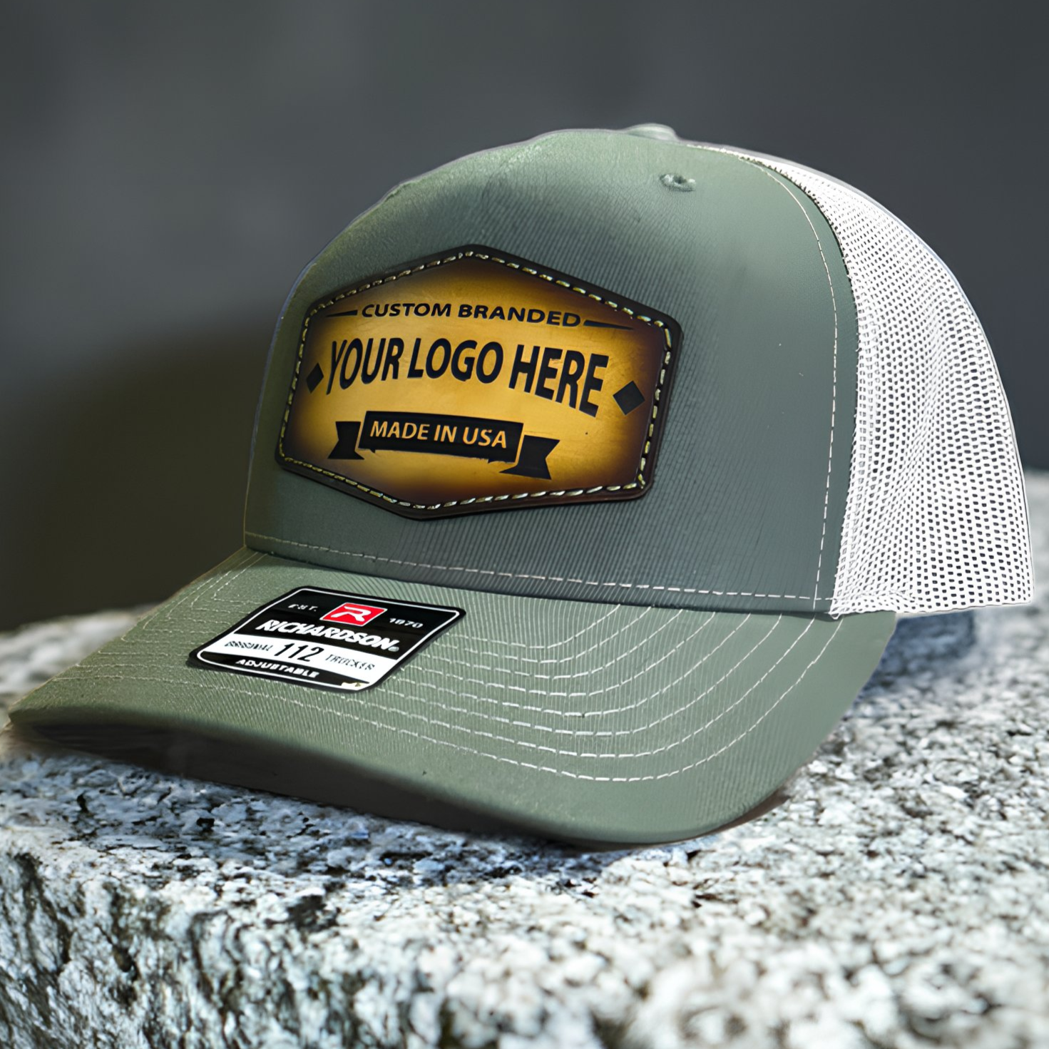 (12 Pack) Custom Leather Patch Hats
