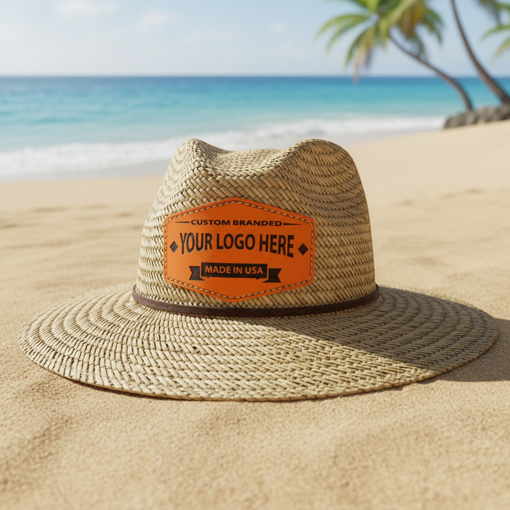 Custom Straw Hats Leather Patches - Leathering