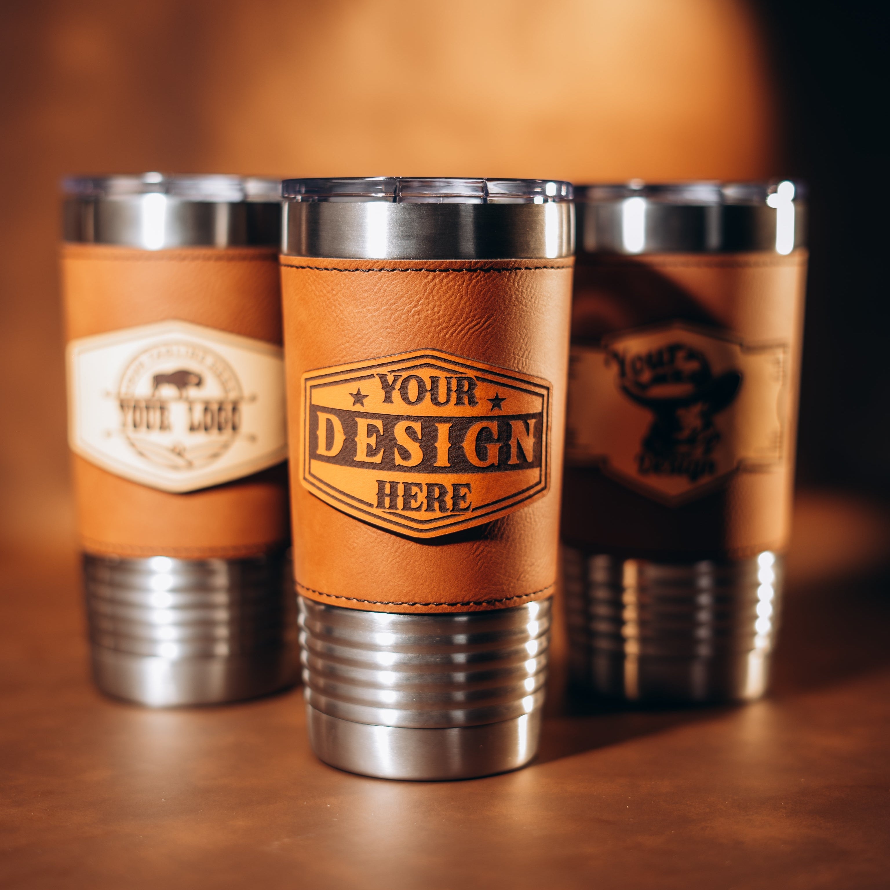 Custom Leather Tumblers