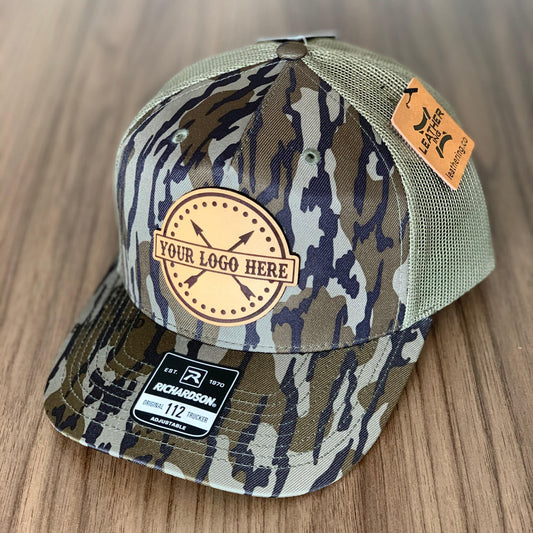 Camouflaged Custom Leather Patch Hats Bottomland - Leathering