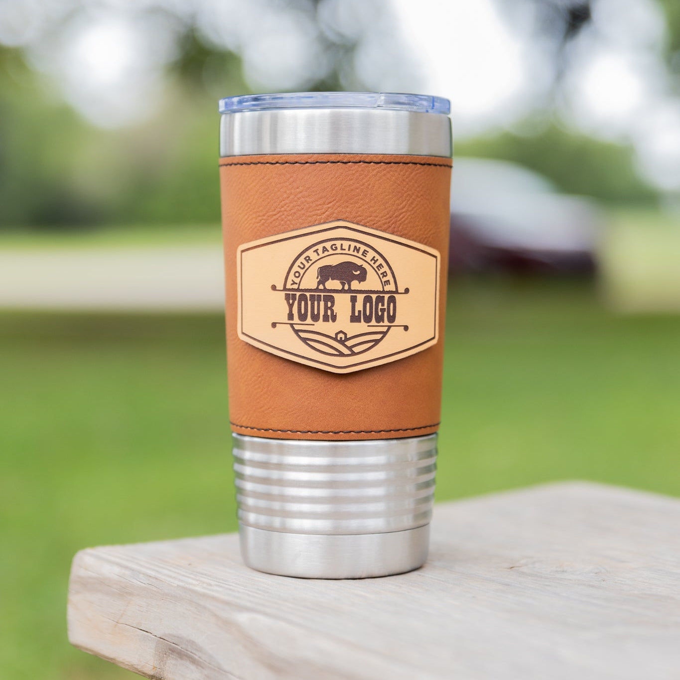 Custom Leather Tumbler 20 oz Stainless Steel Insulated Premium Polar Camel
