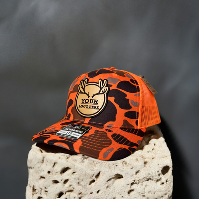 Camouflaged Custom Leather Patch Hats Bottomland - Leathering