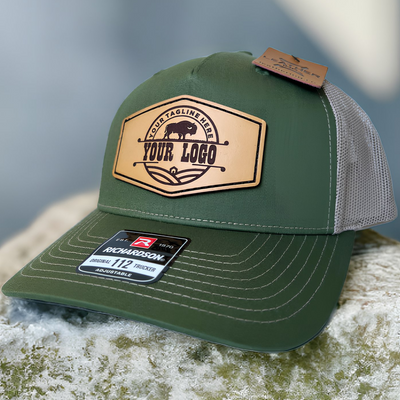 Richardson 112 Genuine Leather Patch Hats Laser Engraved - Leathering