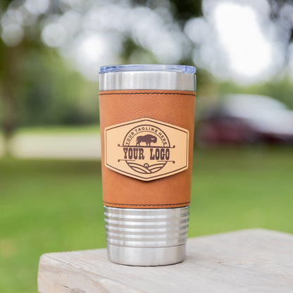 Custom Leather Tumbler 20 oz Stainless Steel Insulated Premium Polar Camel