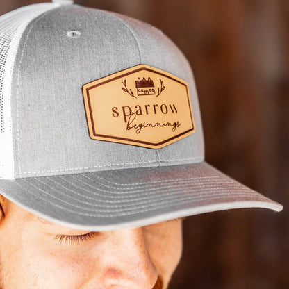 Custom Leather Patch Hats Richardson 112 Laser Engraved