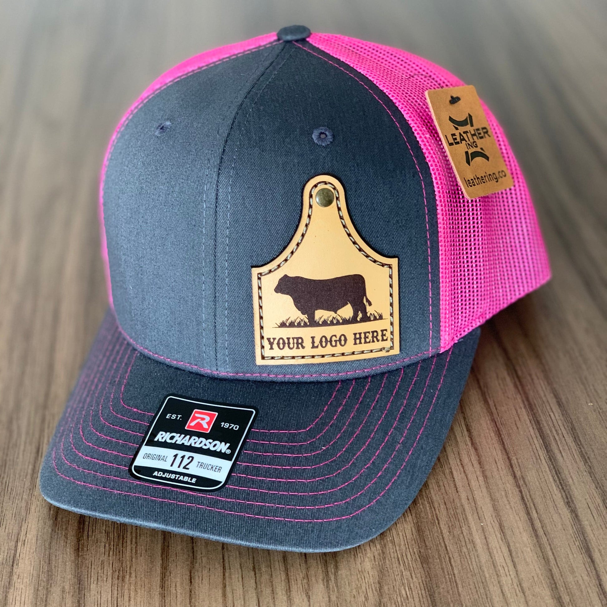 Cattle Ear Tag Shape Custom Leather Patch Hat - Leathering