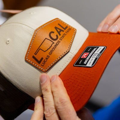 Custom Leather Patch Hats Richardson CAMO Laser Engraved - Leathering