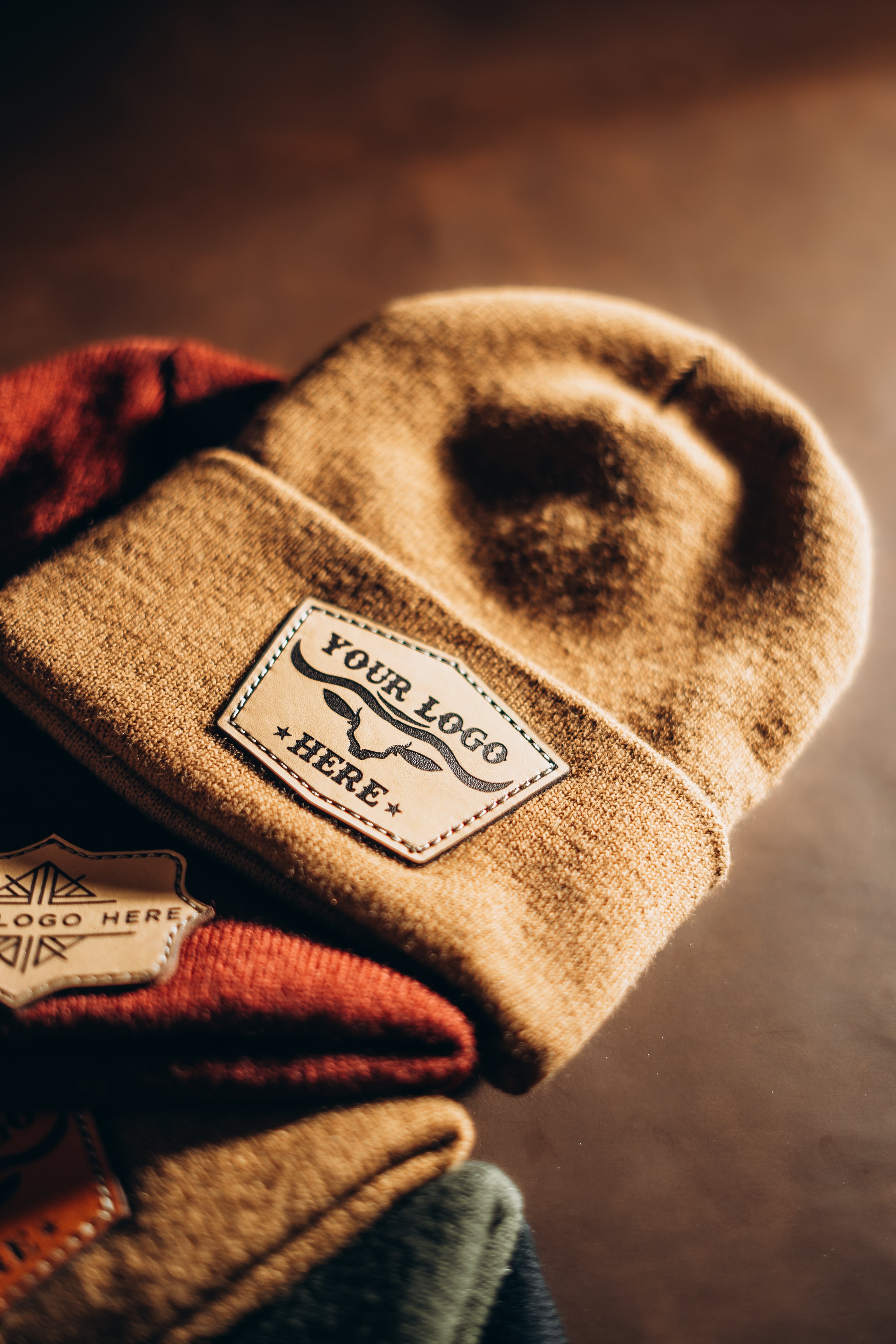 Custom Beanies Leather Patch