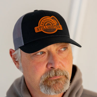 Richardson camo custom hat — leather patch detail
