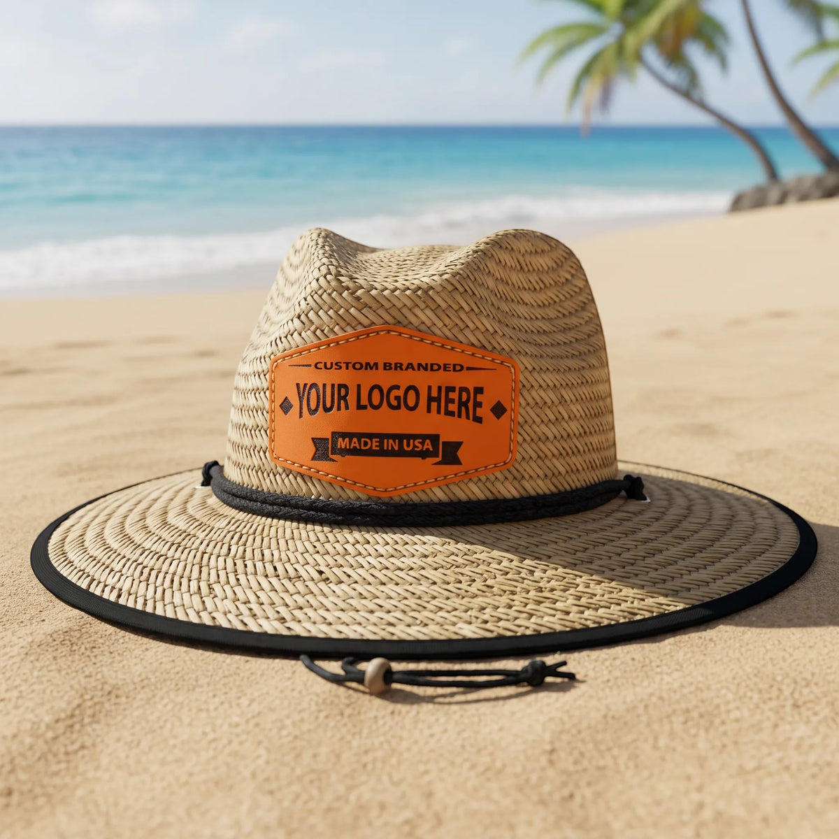Custom Straw Hats with Leather Patch