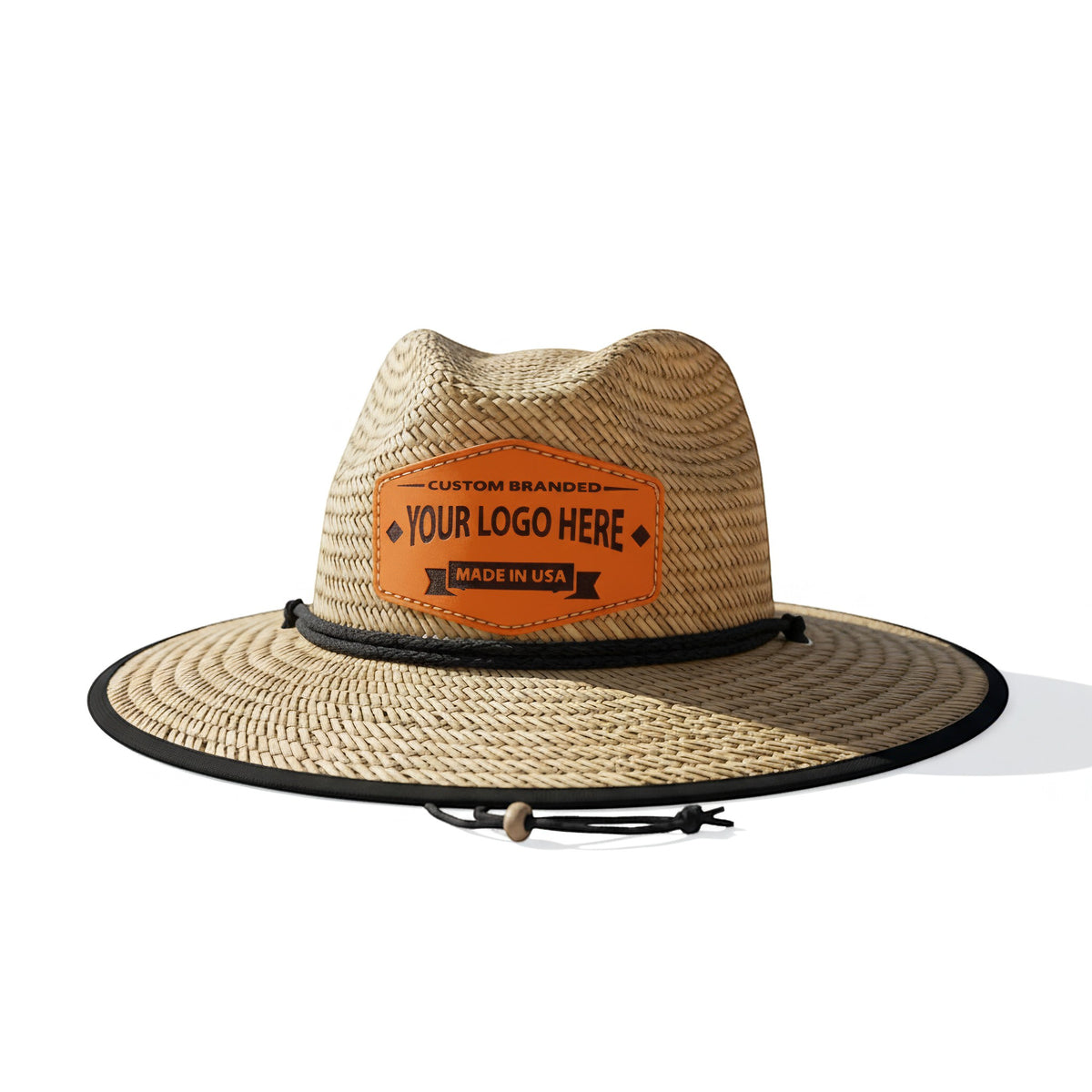Custom Straw Hats with Leather Patch