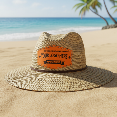 Custom Straw Hats Leather Patches - Leathering